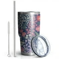 thumbnail image 2 of 30oz Pioneer Flower Floral Print Pattern Tumblers Stainless Steel Tumbler with Lid and Straw,Vacuum Insulated Double Wall Travel Tumbler Cups Mug with Cleaning Brush for Coffee,Tea, 2 of 7