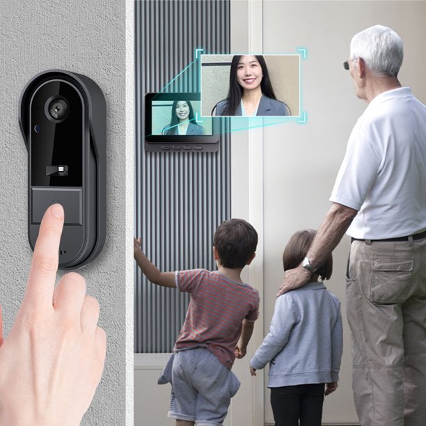 Ganfancp Timbre Visual Inteligente Timbre Inalámbrico a Prueba de Agua Pantalla de 4.3 Pulgadas Intercomunicador Inteligente de Dos Vías para El Hogar Monitoreo Por Video Ofertas Del Día 1X Timbre 1X