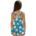 thumbnail image 2 of Xoenoiee Palm Tree Print Girls One Piece Swimsuits Sleeveless Bathing Suit for Kids Summer Hawaiian Swimwear Round Neck Swim Dress for Kids Teens, Size 5-6 Years, 2 of 7