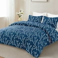 thumbnail image 7 of Exclusivo Mezcla 3-Piece Floral King Size Comforter Set, Microfiber Bedding Down Alternative Comforter for All Seasons with 2 Pillow Shams, Navy, 7 of 7