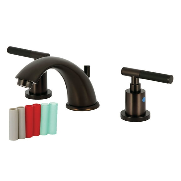 Kingston Brass KB8965CKL Kaiser Two-Handle 3-Hole Deck Mount Widespread Bathroom Faucet with Pop-Up Drain in Oil Rubbed Bronze