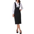 thumbnail image 1 of Vestido de tirantes para mujer, elástico, sin mangas, con escote en V, tipo A, overoles, vestido con bolsillos, XS, negro, 1 of 6
