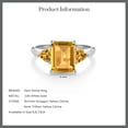 thumbnail image 4 of Gem Stone King 10K White Gold Yellow Citrine 3 Stone Engagement Ring for Women (2.75 Cttw, Octagon 9X7MM, Gemstone November Birthstone, Size 8.5), 4 of 4