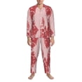 thumbnail image 3 of Fuzoiu Red Meat Print Men's Long-Sleeved Pajama,Lounge Button Down Nightwear,Mens Notch Collar Pajama Set -Medium, 3 of 7