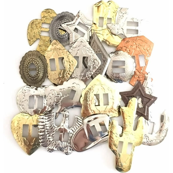 Conchos Grab Bag! Styles Occidentaux, Formes et Tailles Mélangées, Fendus; 100 Pcs