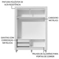 thumbnail image 4 of Ropero Closet Madesa Dallas 2 Puertas Corredizas 2 Cajones con Pies Blanco, 4 of 5