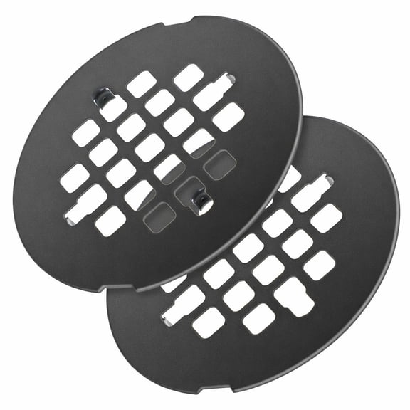 Lsupdaol 2 Pack 4-1/4 Snap in Shower Drain Cover, Round Shower Strainer Drain Grid, Bathroom Shower Drain Grate Cap Replacement for Hair Catcher, Matte Black, Stainless Steel