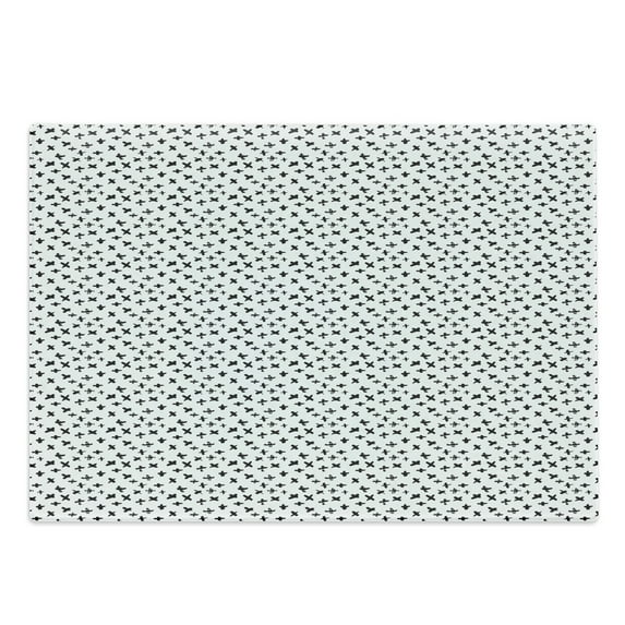 Black and White Cutting Board, Brush Strokes Pattern with Math Plus Sign Monochrome Illustration, Decorative Tempered Glass Cutting and Serving Board, Large Size, Black White, by Ambesonne