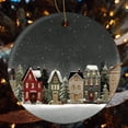 thumbnail image 4 of Ceramics Ornaments Wonderland Forest House Snowflake Two Sides Printed Christmas Ornaments Christmas Village Christmas Tree Decoration Indoor Outdoor Yard Gifts for Women Men On Christmas, 4 of 5