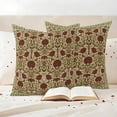 thumbnail image 3 of Boho Floral Outdoor Waterproof Pillow Covers, Modern Geometric Ethnic Abstract Flowers Red Green Decorative Square Throw Pillowcase Sofa Cushion Sham for Patio/Couch/Chair, 20"x20" 2 Pack, 3 of 8