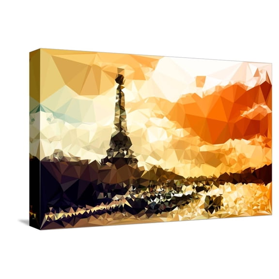 Art.com Low Poly Paris Art - Paris Sunset Stretched Canvas Print Wall Art by Philippe Hugonnard, 18" x 12"