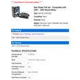 thumbnail image 2 of Rear Brake Pad Set - Compatible with 2001 - 2005 Mazda Miata 2002 2003 2004, 2 of 2