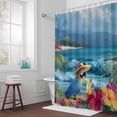 thumbnail image 3 of Beach Parrot Bathroom Shower Curtain, Summer Beach Ocean Tropical Plant Waterproof Washable Soft Bath Curtain for Bathtub Decor with 12 Hooks&Grommet, 72x72 Inch, 3 of 9