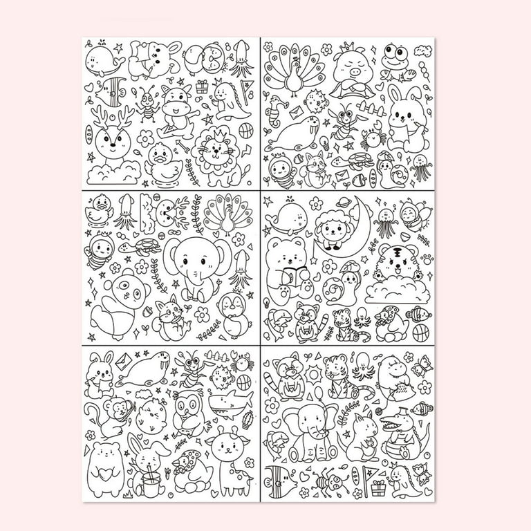 Coloring Paper Roll Stick-on Coloring Sheets For Kids Painting Roll Fruit  Vegetable Paradise Animal World