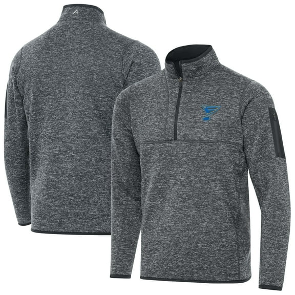 Men's Antigua Heather Gray St. Louis Blues Fortune Quarter-Zip Pullover Jacket