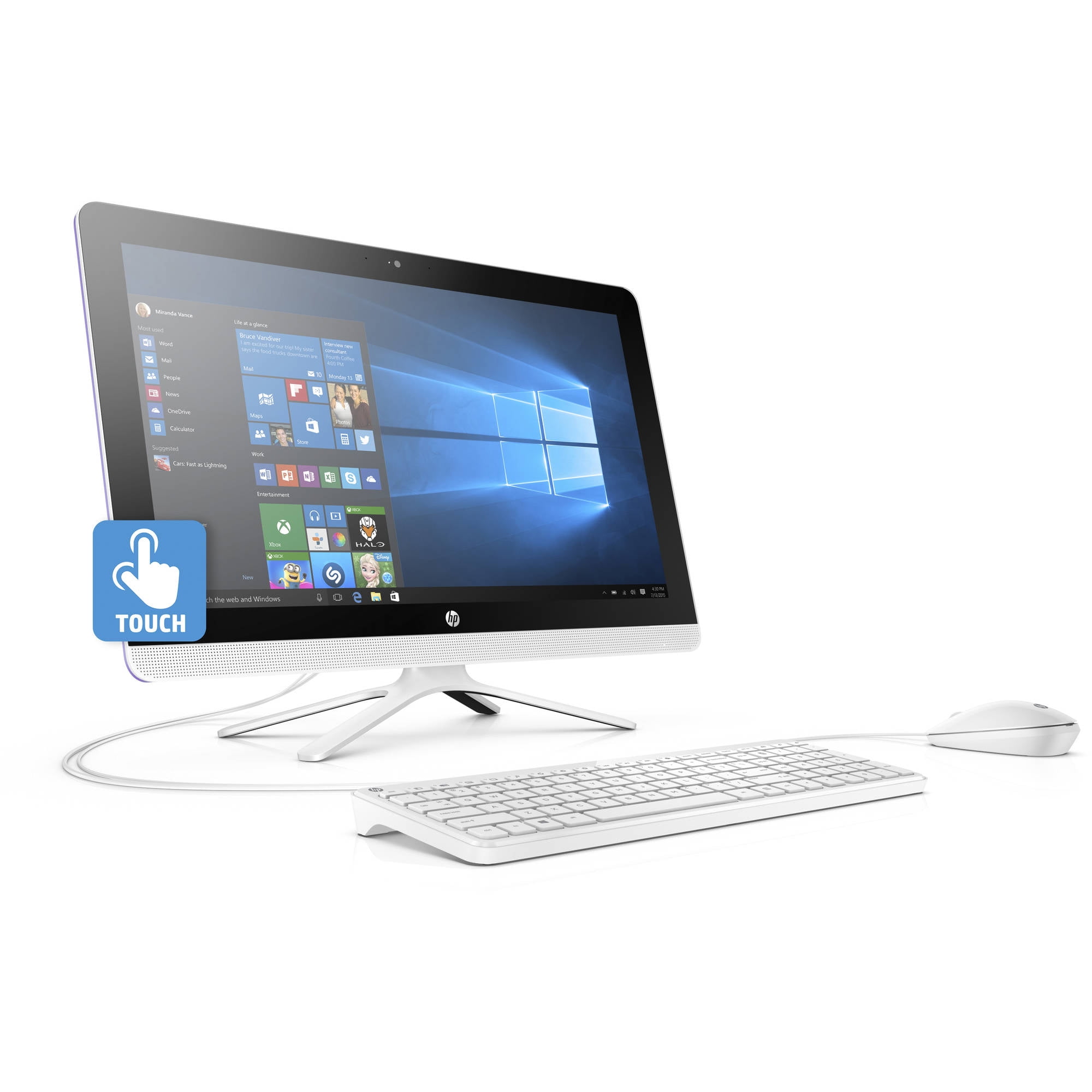 Hp 22 B013w Snow White All In One Pc With 21 5 Full Hd Ips Touch Display Intel Pentium J3710 Processor 4gb Memory 1tb Hard Drive And Windows 10 Home Walmart Com Walmart Com