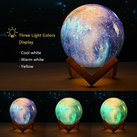 

PEONAVET Kitchen Gadgets 3D Planet Lamp Sky Starry Night Light Moon Lamp Home Decor USB Rechargeable - Spring Savings