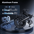 thumbnail image 3 of Jasion EB6 Electric Bike for Adults, 500W Peak Motor Folding Ebike with 48V Built-in Battery, Up to 50 Miles E-Mountain Bike, 20" Fat Tire Foldable E Bicycle, UL 2849, 3 of 9