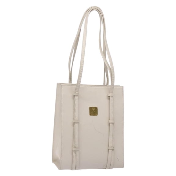 Pre-Owned MCM Vintage Leather White Leather Shoulder Bag Bag