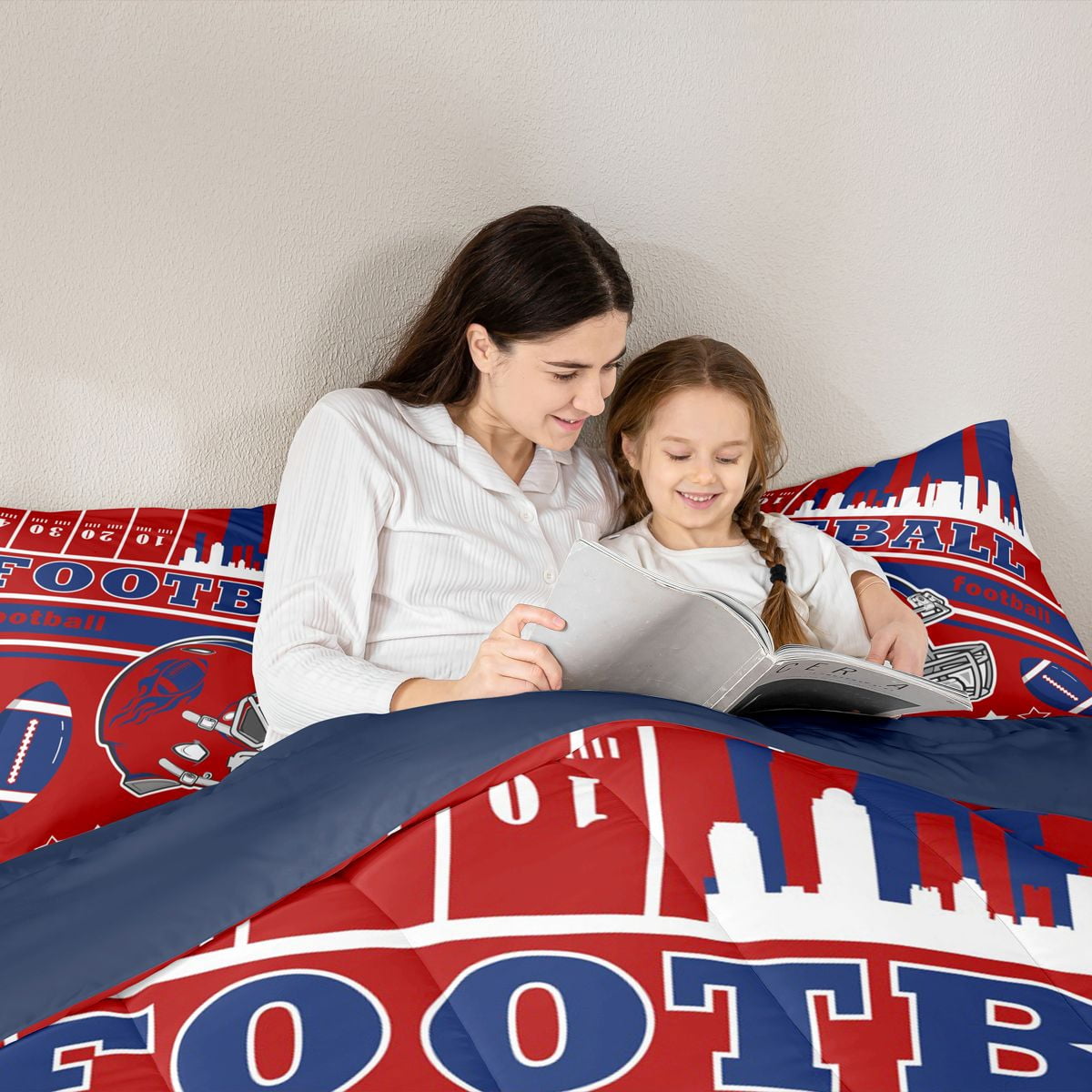 Erosebridal Football Bedding Set Twin Size New York Comforter Set American Football Gifts for Football Fans Women Men Football City Comforter Rugby Sports Duvet Set Bedroom Decor