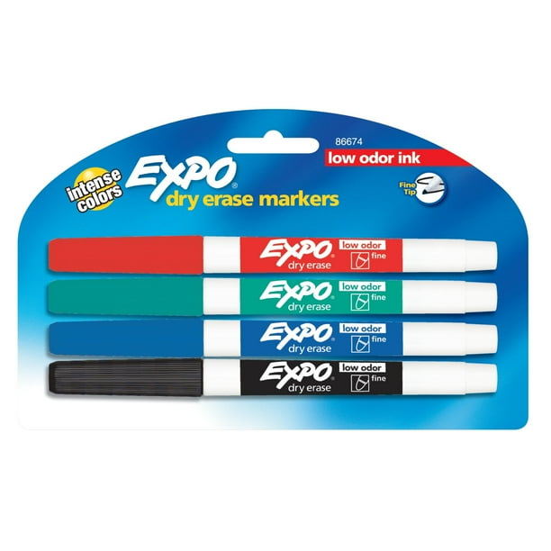 EXPO Low Odor Dry Erase Marker, Fine Tip, Assorted Colors