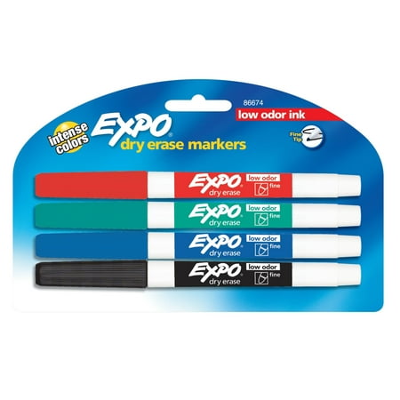 Expo Low-Odor Dry-Erase Marker Set, Fine Tips, Primary (Best Dry Erase Markers For Blackboard)