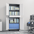 thumbnail image 3 of MoNiBloom 73" Metal Garage Storage Cabinet with Locking Doors & Drawer, Adjustable Shelves for Home, Office, Grey White, 3 of 10