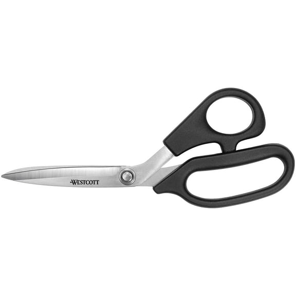 Westcott 8" Multipurpose Scissors, All Purpose Plus, Stainless Steel, Bent, for Crafting, Sewing and Fabric, Black, 1-Count