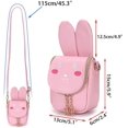 thumbnail image 4 of Monedero para niña, bonito monedero de piel sintética con orejas de conejo, bolso de moda para niños, bolso cruzado, bolsos de hombro para niños pequeños con lazo para niños (conejo rosa) Ormromra WMZL-601-3, 4 of 9