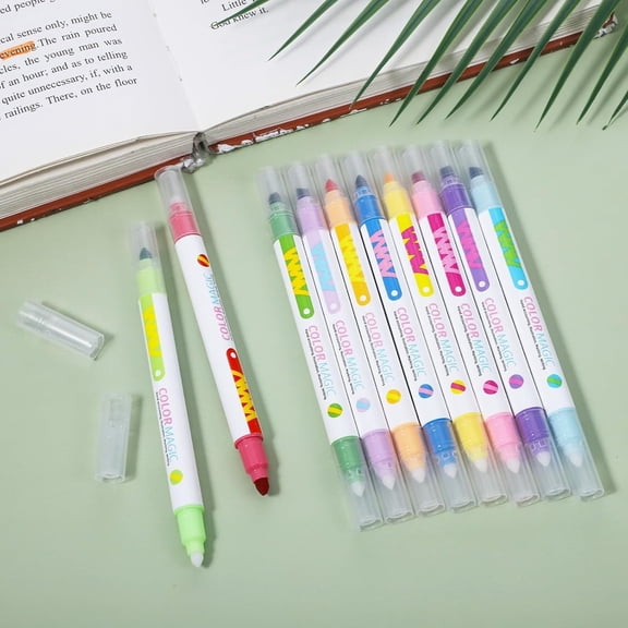 Noothes Erasable Highlighters, 10 Color Changing Marker Pens Double Tip, No Bleeding Smooth Writing Erasable Highlighter Pens for Journaling & Art (10ml)