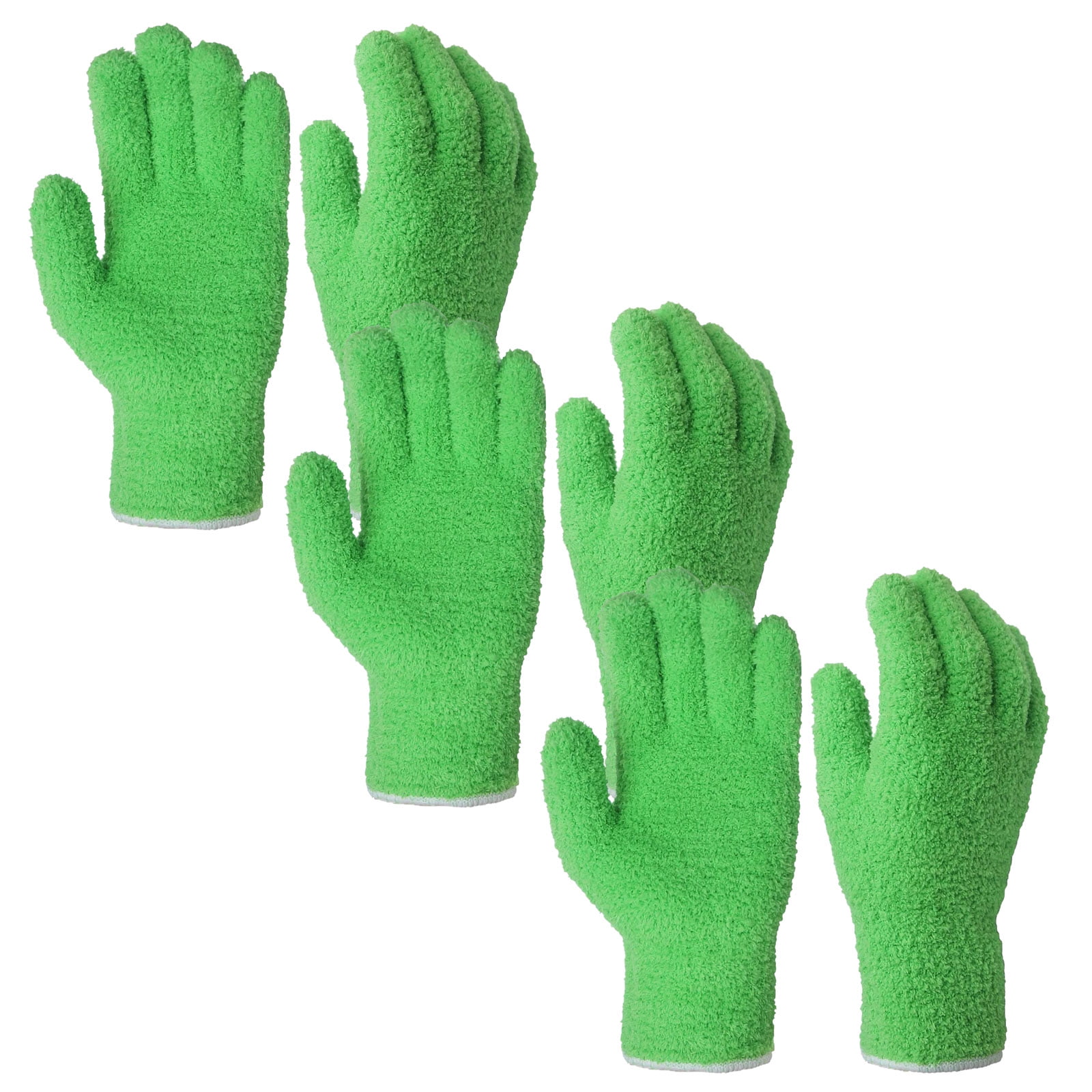 Evridwear Microfiber Dusting Gloves, Dusting Cleaning Glove for Plants,  Blinds, Lamps and Small Hard to Reach Corners, 2 Pairs (Green X/XL)