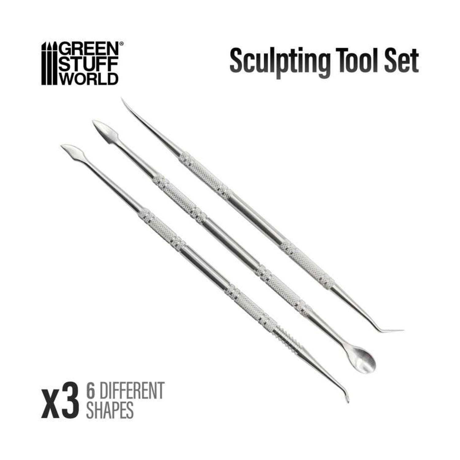 Green Stuff World 3pc Sculpting Tools Set - Carvers New