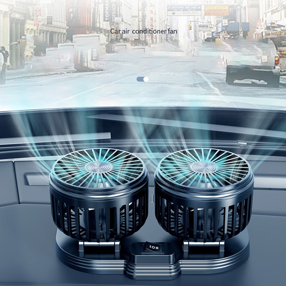 360° Adjustable Dual Head Car Fan USB Car Home Cooling Fan Powerful Double-Head
