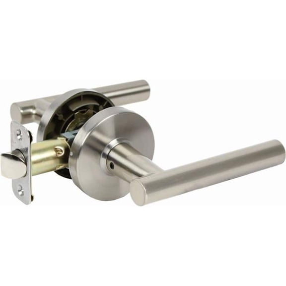 Pamex FLTP03C Mira Lever with Round Rose Passage Lockset Grade 3, Satin Nickel