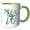 Green/White, variant on 3drose, Green Boho Lily Monogram Initial W, 11oz Two-tone Red Mug