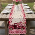 thumbnail image 4 of Valentine's Day Table Runner - 70 Inch Long Romantic Love Truck Roses Plaid Beige Cotton and Linen Blended Dress Scarves Farmhouse Table Runner for Kitchen Dining, Coffee Table, 13" x 70", 4 of 8