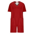 thumbnail image 5 of BLVB Summer Plus Size Rompers for Women Short Sleeve V Neck Loose Jumpsuits Casual Fashion Shorts Rompers with Pockets, 5 of 5