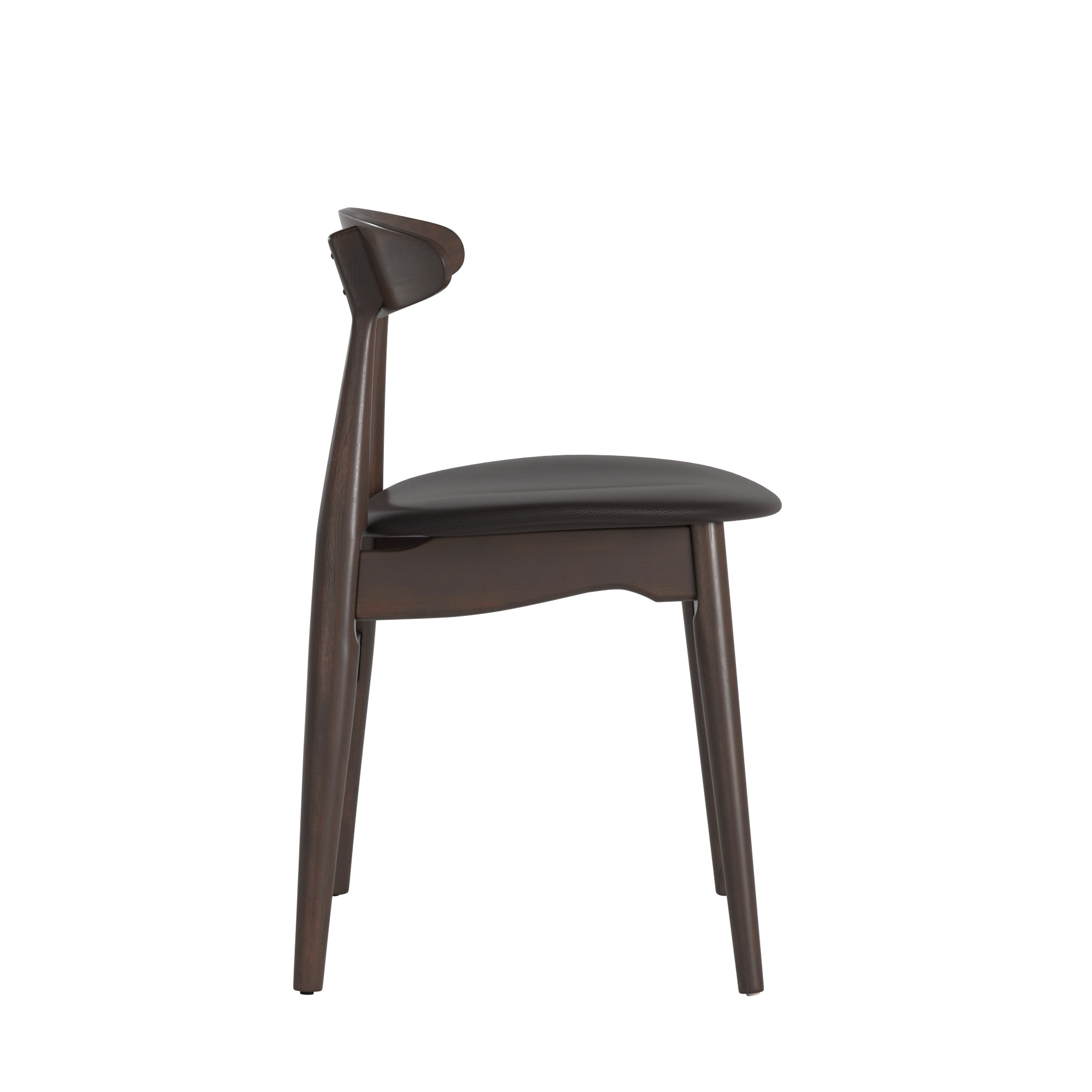 Weston Home Arne Mid-Century Tapered Dining Chairs, Set of 2, Black Finish, Black Vinyl