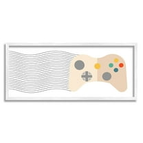 Stupell Industries Gaming Controller Pattern Abstract Painting White Framed Art Print Wall Art, 30 x 13