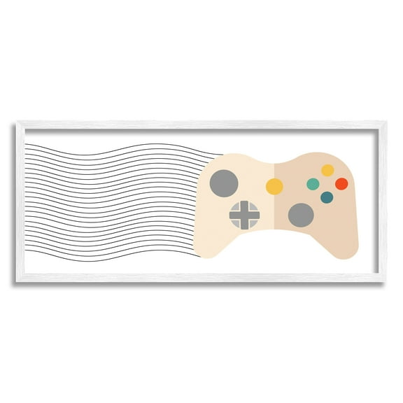 Stupell Industries Gaming Controller Pattern Abstract Painting White Framed Art Print Wall Art, 30 x 13