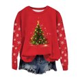 thumbnail image 2 of ClodeEU Women's Christmas Sweatshirt With Snowflake Pattern,Long Sleeve Crewneck Xmas Holiday Tops Red 02,Womens Plus L, 2 of 5