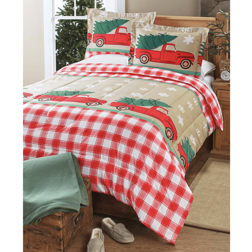 Christmas  Trees Holidays Country Vintage Red Truck Plaid  