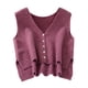 thumbnail image 3 of Suéter de mujer, chaleco para damas, jerseys de punto, cómodos, casuales, cuello en V, sencillo Uva morada, 3 of 9