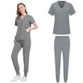 thumbnail image 3 of Scrubs Set for Women Nurse Uniform V-Neck Top and Drawstring Jogger Pants with Multi Pocket Workwear, 3 of 6
