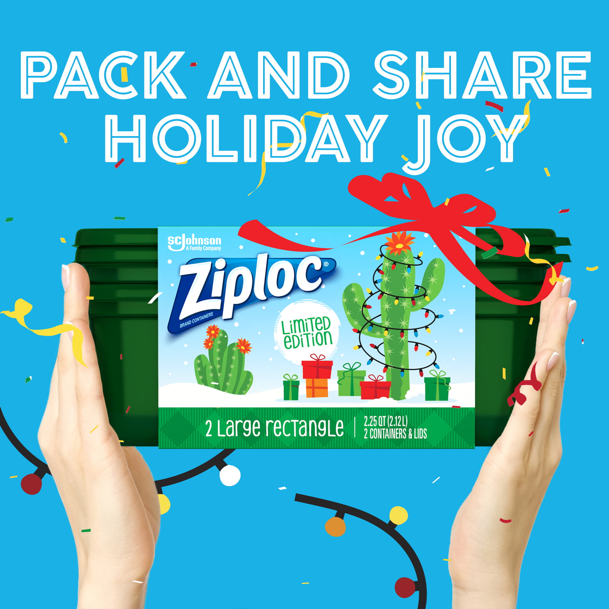 Ziploc® Brand, Food Storage Containers with Lids, Smart Snap Technology, Large  Rectangle, 2 ct 