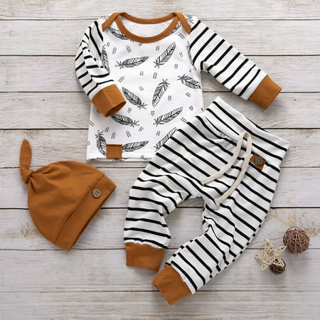 PatPat Baby 3-piece Long Sleeve Striped Baby Cotton Outfit | Walmart Canada