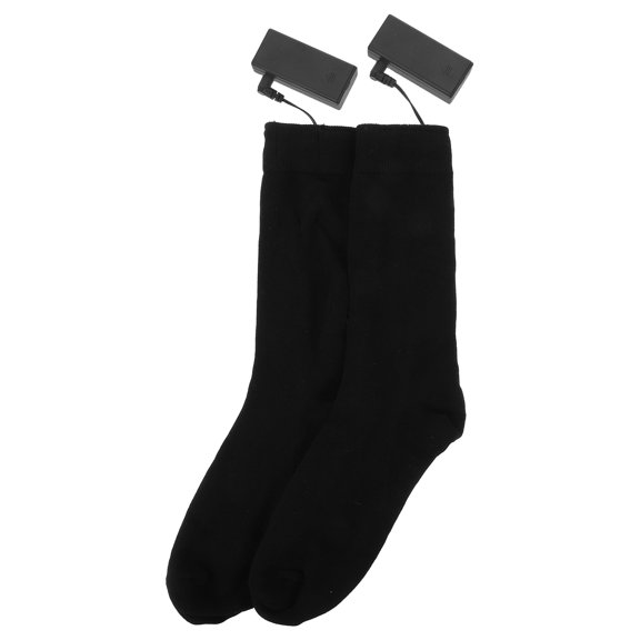 OUNONA Battery Heated Black Knee High Socks Electric Thermal Socks for Cold Days