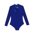 thumbnail image 6 of iiniim Kids Girls Gymnastics Leotard Long Sleeve Rhinestones Splice Mesh Dance Figure Skating Bodysuit Navy Blue 14, 6 of 7