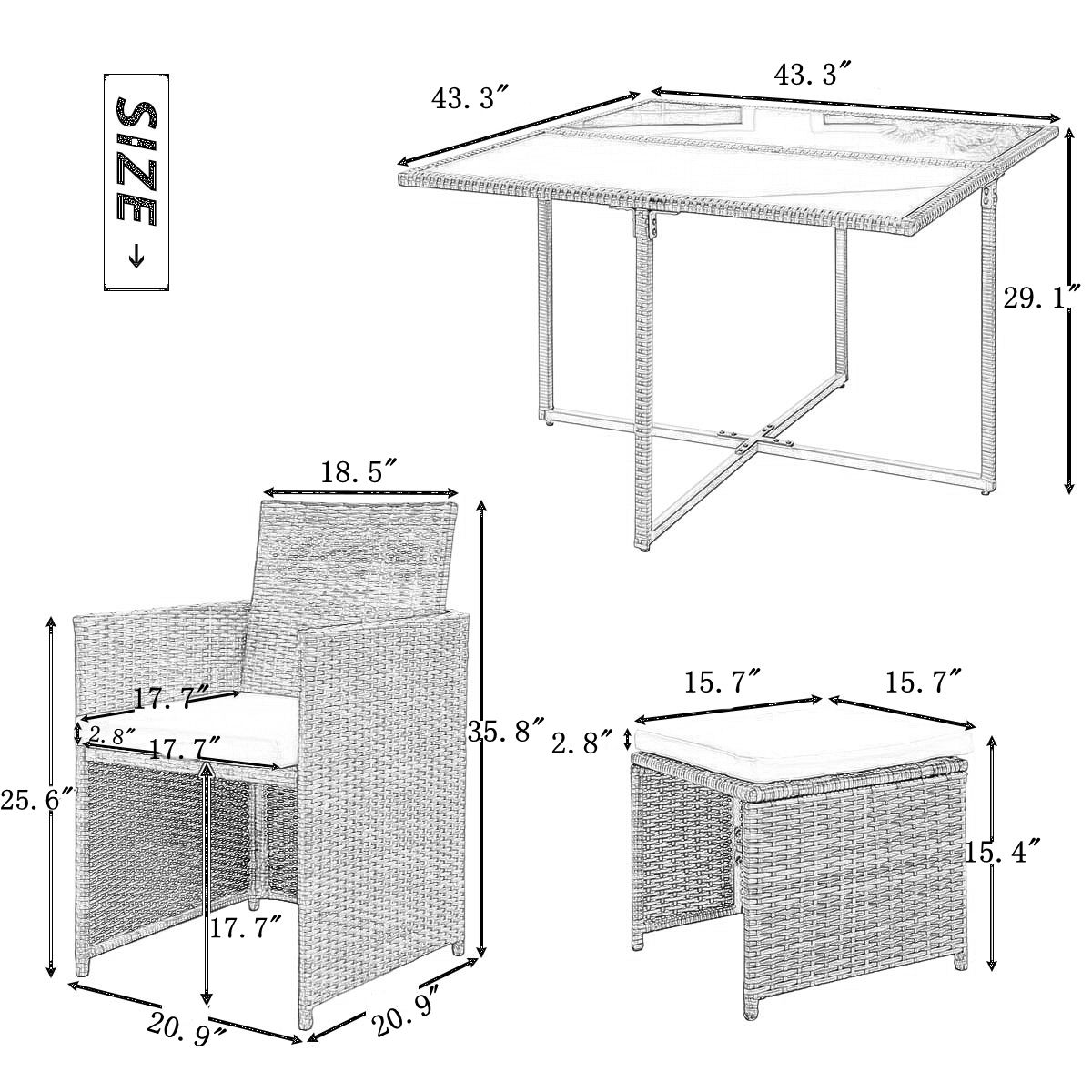 Buy Wicker Patio Dining Set Seats 6, BTMWAY 7 Piece PE Wicker Outdoor