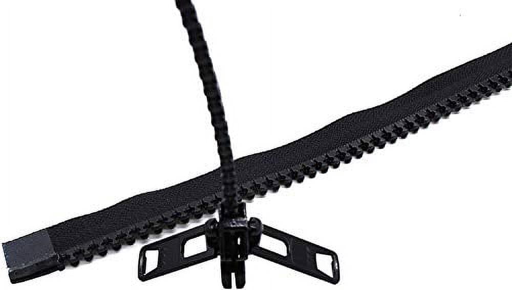 #10 Reversible Heavy Duty Molded Vislon Zipper with 2 Heads - Color Black - 1 Zipper Per Pack - Made in The United States (216" Inches)